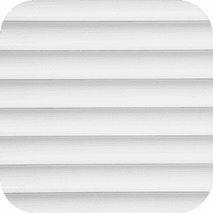 Close-up of white horizontal window blinds with soft shadows, creating a minimalist and serene atmosphere. The pattern is uniform and evenly spaced.